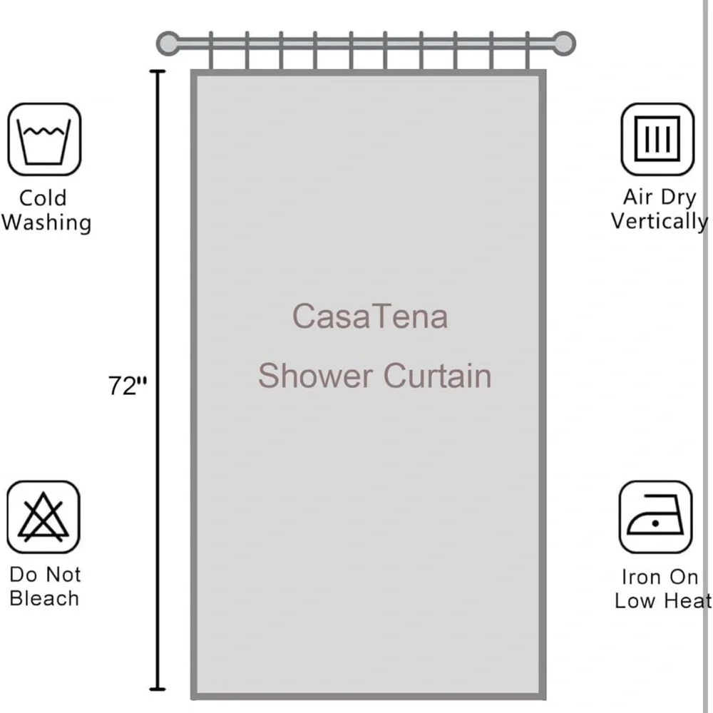 Farmhouse Striped Shower Curtain - 72x72 Inches, Linen Blend Fabric Sage Green